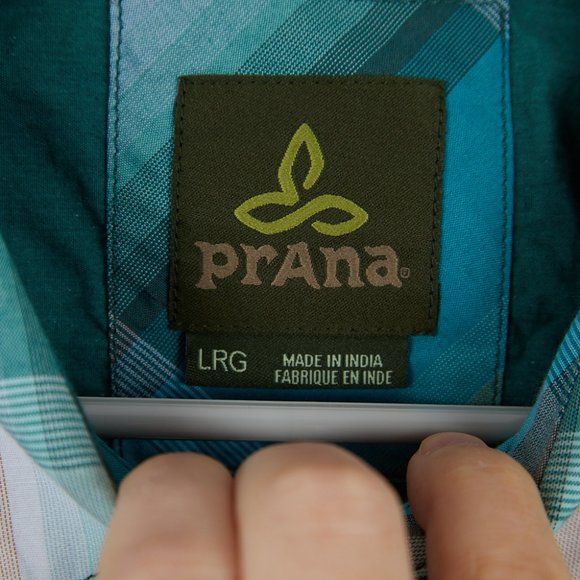 Prana Holton Shirt Button Front Plaid Men's Size Large - Picture 5 of 6